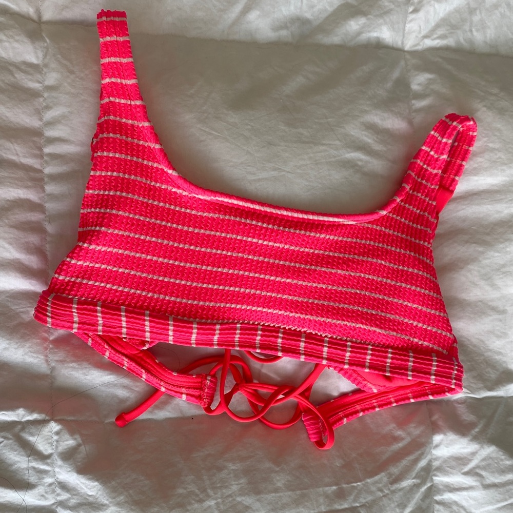 Neon coral textured Bikini Top
